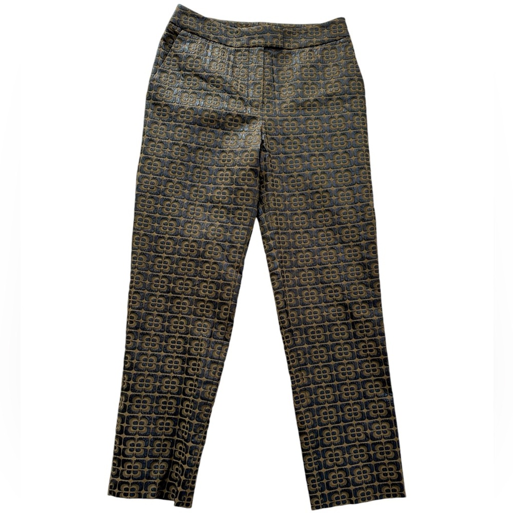 Gorgeous Orla Kiely Navy Olive Crop Jacquard Pants UK8 US4 NWOT